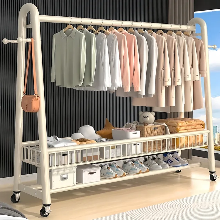 轻奢衣架落地挂衣架可移动家用轻奢晾衣架室内衣服架子简易衣帽架