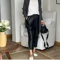 UrbanPaces简约百搭款九分锥形小羊皮长裤(多色)