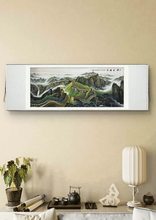 《长城雄风》客厅书房背景墙挂画六尺横幅72*220