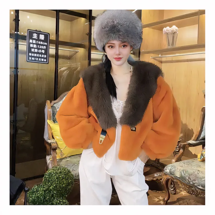 May24005（咖领爱马橘）心想事橙重工外套女装秋冬短款设计师千金