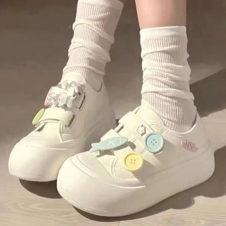 百搭奶呼呼小白鞋女2024新款夏秋季配裙子奶fufu板鞋女款原创小众
