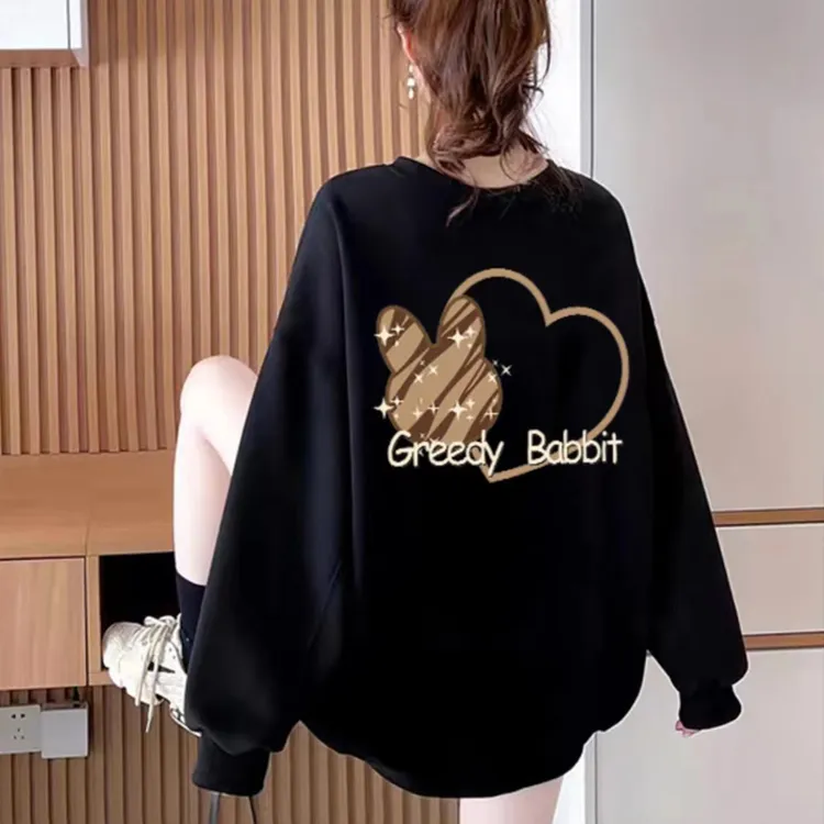 女爆款慵懒风卫衣秋冬显瘦新款圆领2025洋气长袖外套休闲女款春游