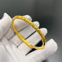 足银手镯 卷草纹手镯 足银999 厚包金 时尚百搭手工精美轻奢