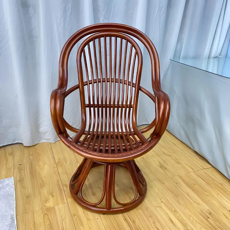 藤王阁品牌天然藤转椅舒适耐用新款玛瑙藤手工制作工厂直销休闲椅