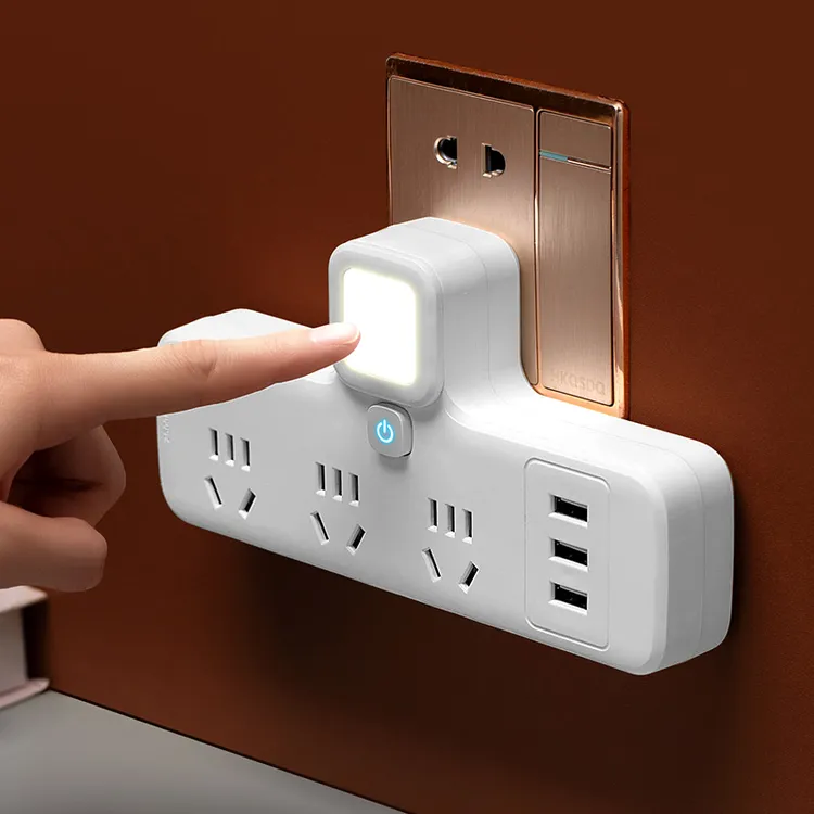 YADIAO/雅雕多功能插头转换器带灯usb接口排插接线板一转三多孔位