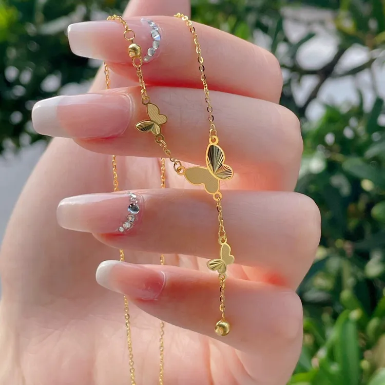 钛钢项链 气质优雅大牌感流苏蝴蝶珠珠吊坠锁骨链仙女精致百搭ins