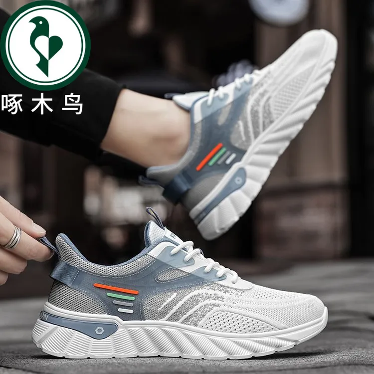 【正品】啄木鸟秋冬男鞋2025新款秋冬软底网鞋男士百搭网面运动