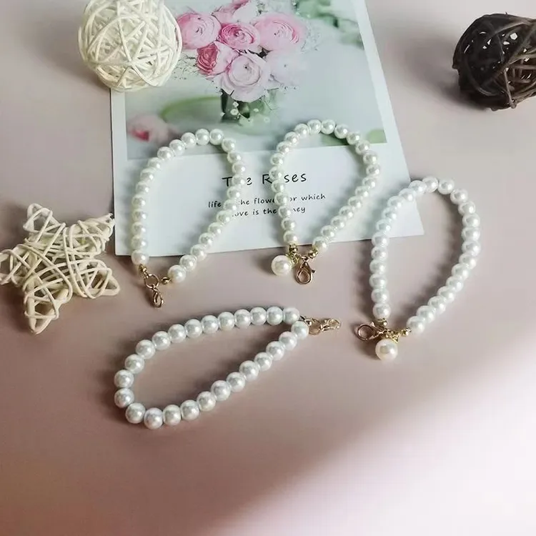 [鑫逸佳]珍珠挂链diy珍珠小花钩针玩偶钥匙扣手机包包空心球挂件