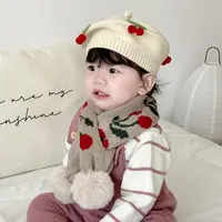 婴儿帽子秋冬天款女孩宝宝针织贝雷帽冬季婴幼儿小女童毛线帽围巾