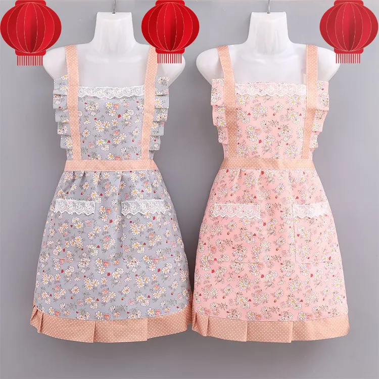 【松弛感】新款帆布围裙女可爱洋气家用厨房做饭透气韩版耐磨公主裙