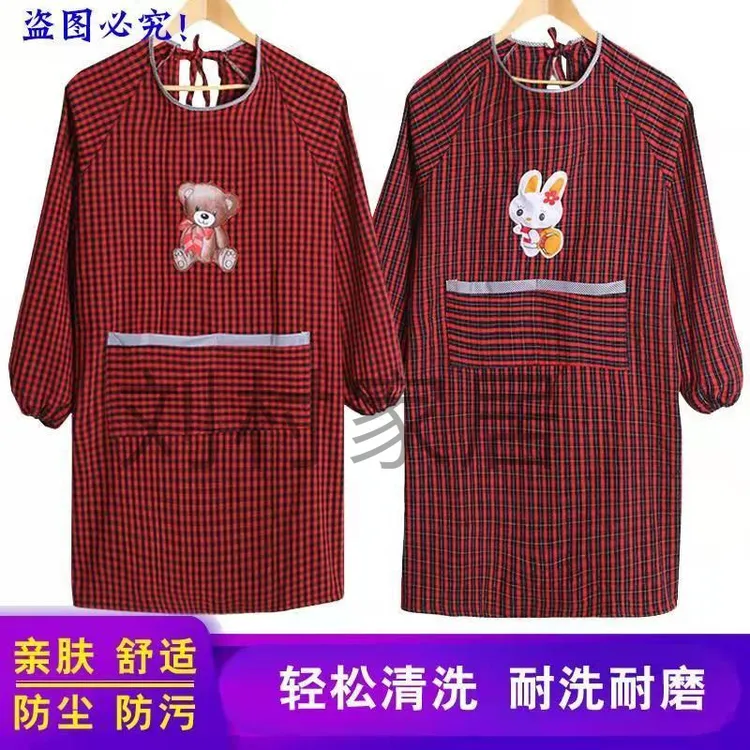罩衣围裙可爱男女工作服大人有袖反穿商店超市厨厨房围裙厨房专用
