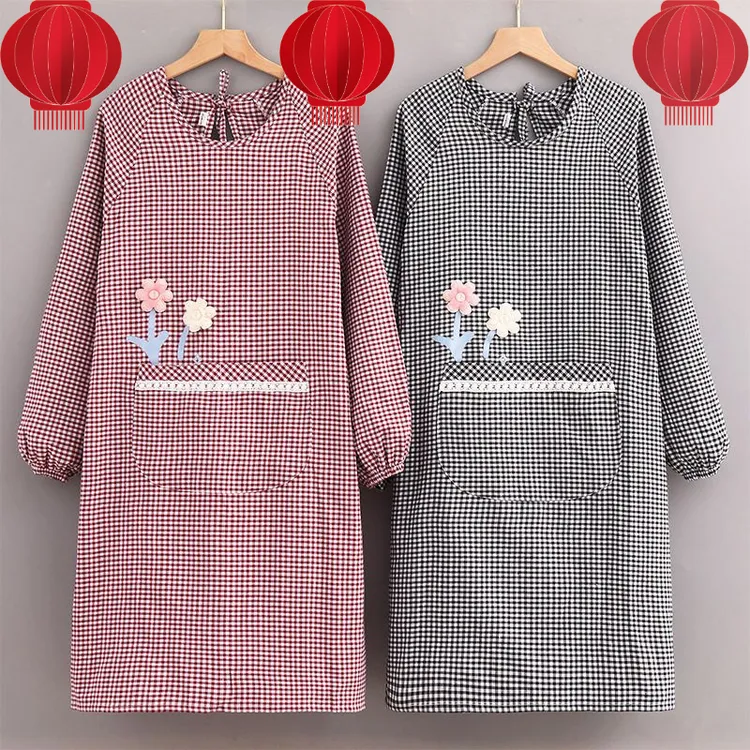 【松弛感】加厚干活棉布长袖罩衣围裙专用厨房做饭女上班耐女款