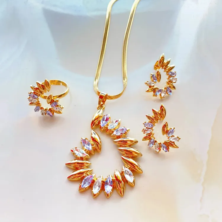 铜合金项链 紫色水大晶铜合金项链个性设计百搭首饰简约精致