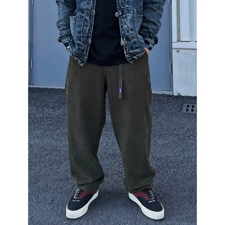 MALTDIARY加肥加大码日系冬季加绒加厚通勤休闲裤男宽松尾椎长裤