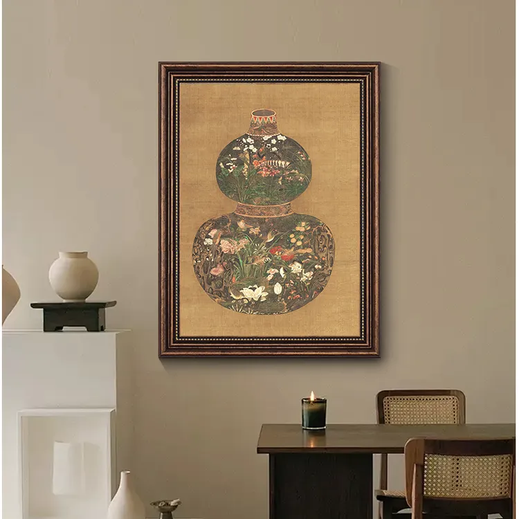 《葫芦-福禄》美式餐厅玄关装饰画客厅背景墙过道走廊挂画竖版壁画