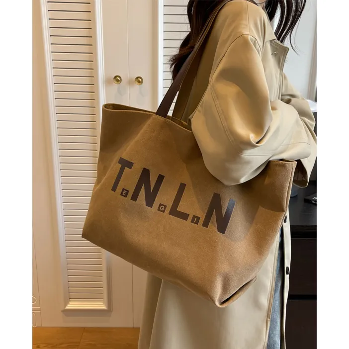 佐猫大容量帆布包包女2025新款单肩包休闲百搭托特包手提通勤包女