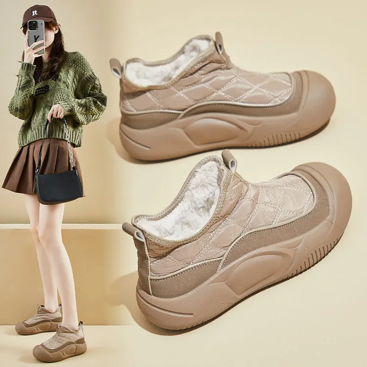 加绒雪地靴女2024冬季新款学生保暖厚底防水棉鞋女防磨软底休闲鞋