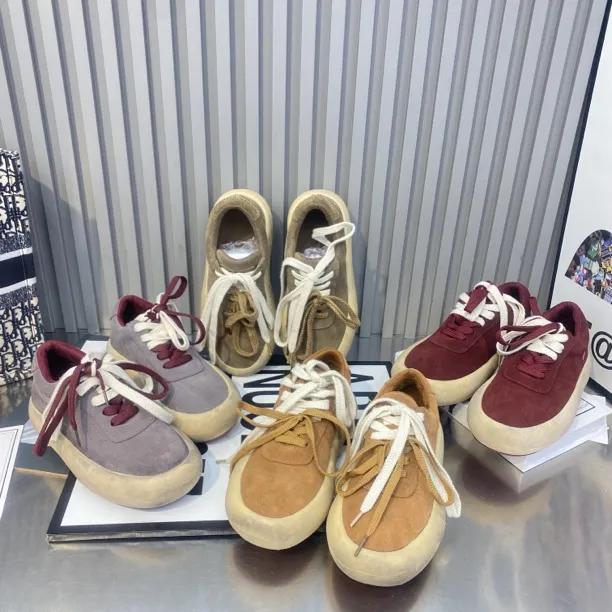 真皮复古丑萌星星小脏鞋女厚底做旧脏脏鞋2024秋季新款大头面包鞋