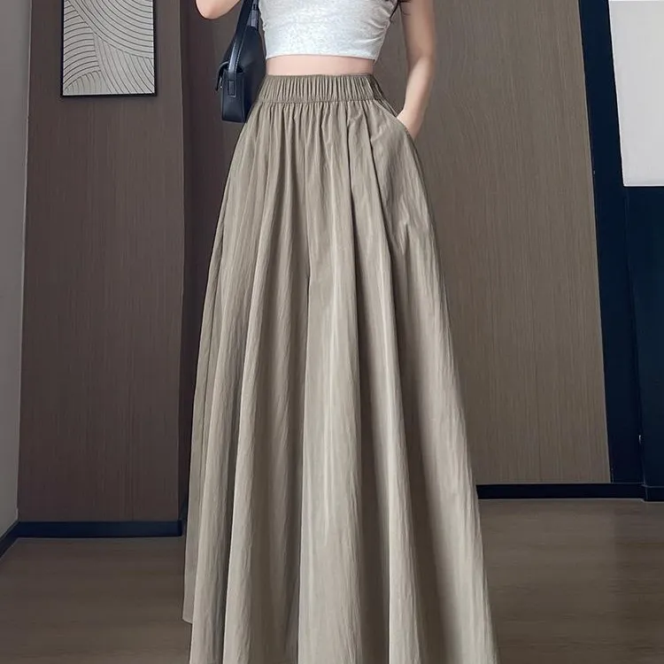 啄木鸟山本裙裤夏季2024新款百搭休闲显瘦高腰气质宽松冰丝休闲裤