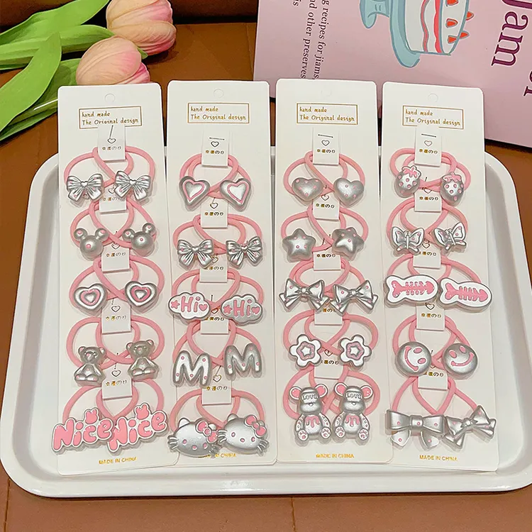 儿童高弹力发绳女童银色卡通扎头发发圈小女孩韩版不伤发头绳发饰