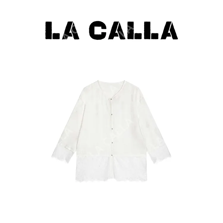 LA CALLA白蕾丝新中式白色网纱蕾丝花边气质外套YY1277