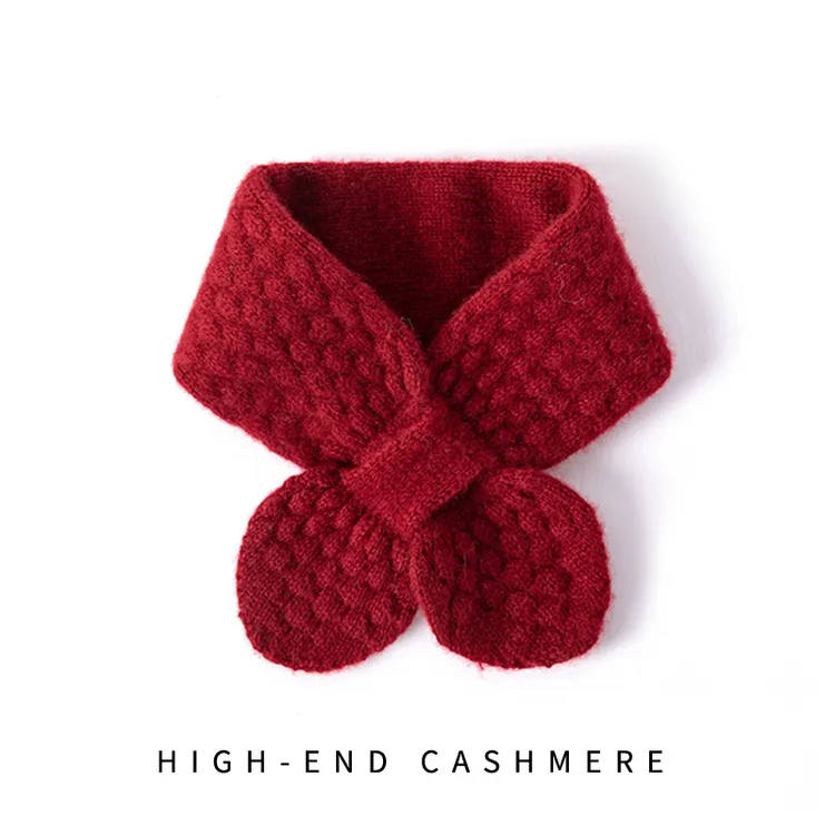 100%山羊绒2024秋冬新款女装绞花防风加厚护颈保暖围脖针织小围巾