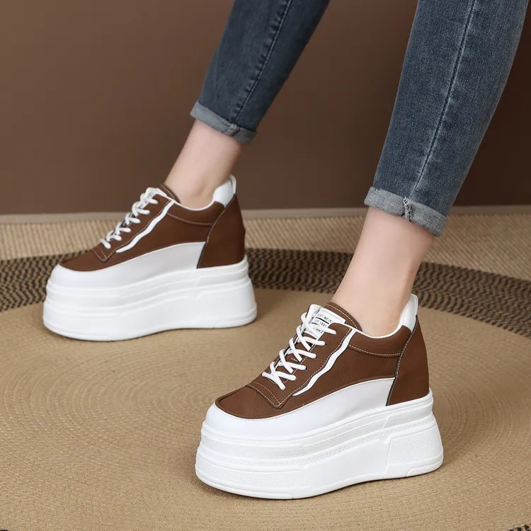 增高12厘米小个子内增高小白鞋女春秋时尚百搭松糕10cm厚底鞋33码