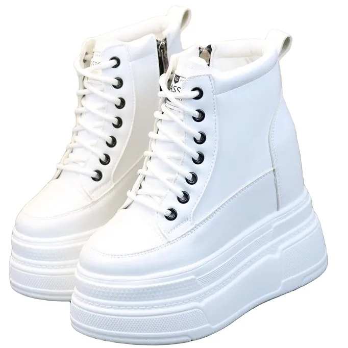 显瘦增高13厘米超高跟内增高女鞋小个子厚底小白鞋百搭休闲高帮鞋