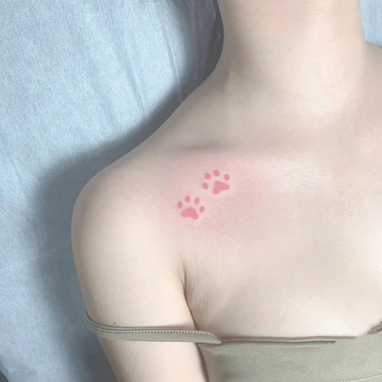 可爱粉色动物爪印纹身贴女 小猫小狗爪子高颜值粉嫩可爱防水持久