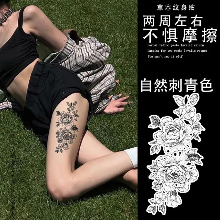 如约花期暗黑系草本纹身贴高颜值辣妹潮酷逼真男女花臂大腿半永久