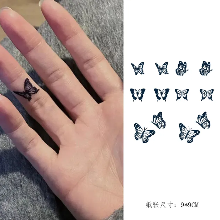 【2张装】蝴蝶草本小图纹身贴ins 手指款少女心 甜酷必备防水持久