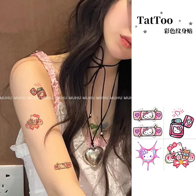 可爱HelloKitty搞怪小众卡通纹身贴彩色可水洗少女心手臂锁骨女生