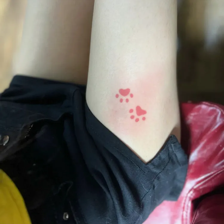 Q-SQH 粉粉猫爪可爱少女纹身贴 防水持久大腿ins网红爆款辣妹卡通