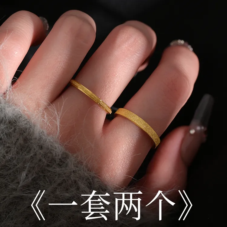 钛钢戒指 高级感轻奢款男女士素圈金色复制戒指小众情侣手饰品