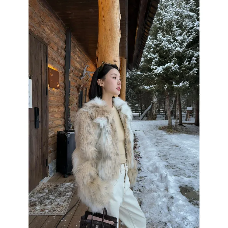 FORNI  叛逆无罪山猫纹环保毛毛外套毛绒外套贵气毛绒女