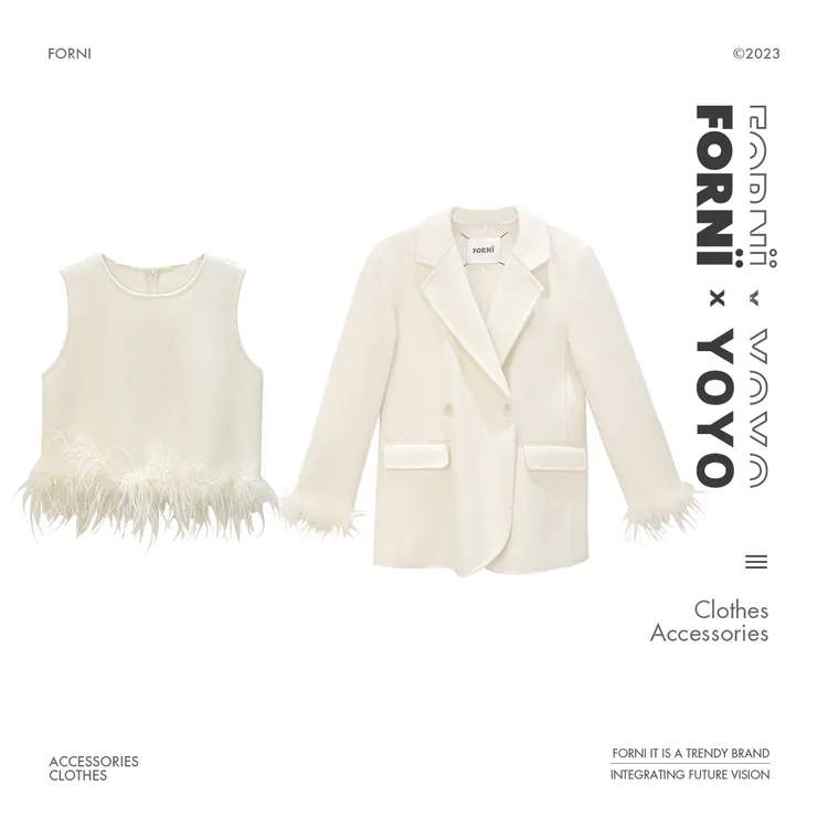 Queen line 白月光套餐 小香风袖口羽毛可拆贵气绵羊毛毛西装套装