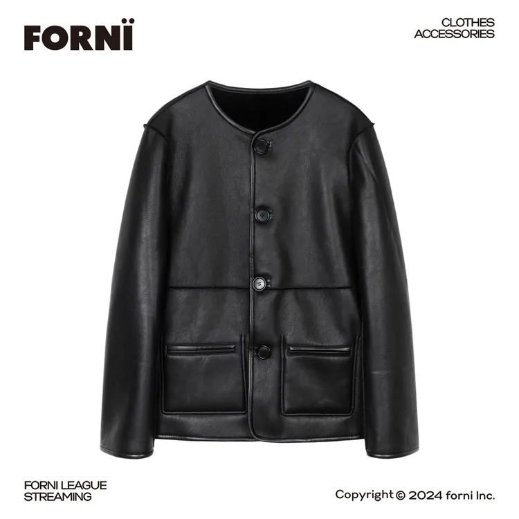 FORNI x YOYO 纯黑领域 两面穿潮酷贵气兼具秋冬保暖皮质绒面外套