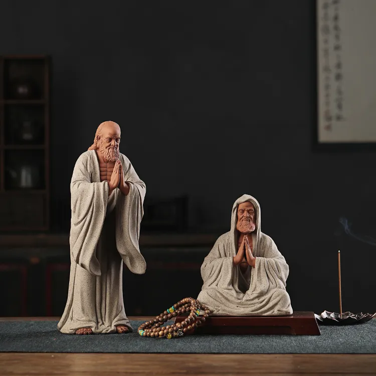 中式禅意达摩思禅精品创意陶瓷人物摆件家居客厅佛像玄关高级摆设