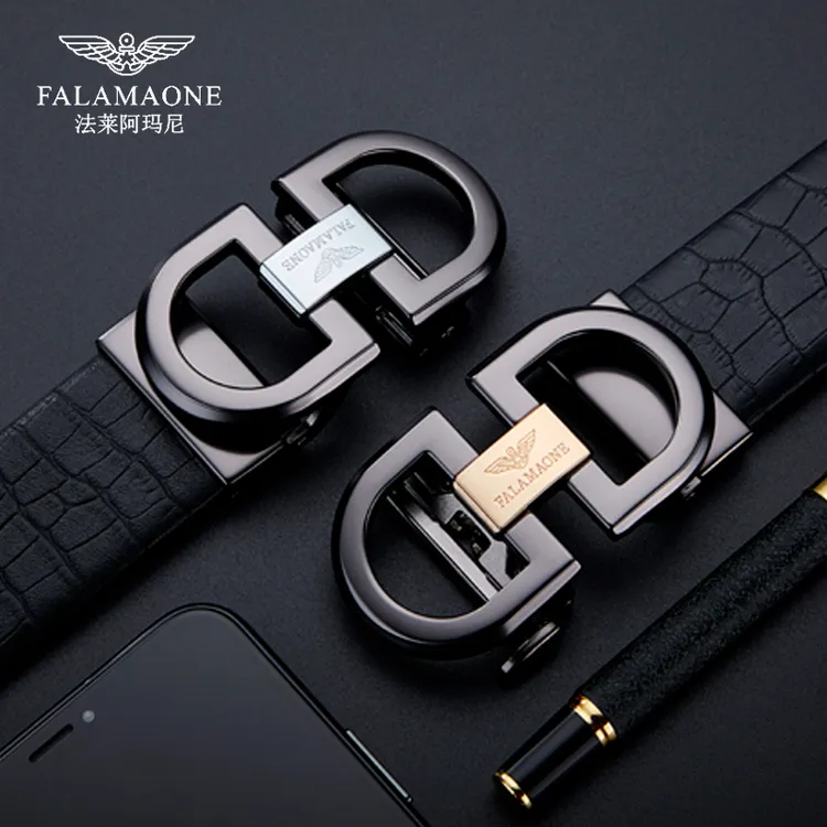 法莱阿玛尼男士腰带潮流奢侈中青年鳄鱼纹真皮皮带送爸爸男朋礼物