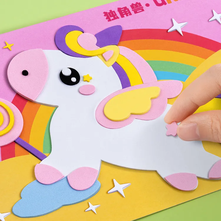 六一儿童手工立体贴画幼儿园制作材料包粘贴画女孩贴纸认知玩具书