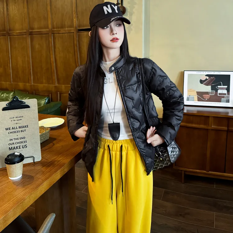 短款棉服女新款立领时尚休闲百搭宽松加厚保暖秋冬黑色棉衣外套女