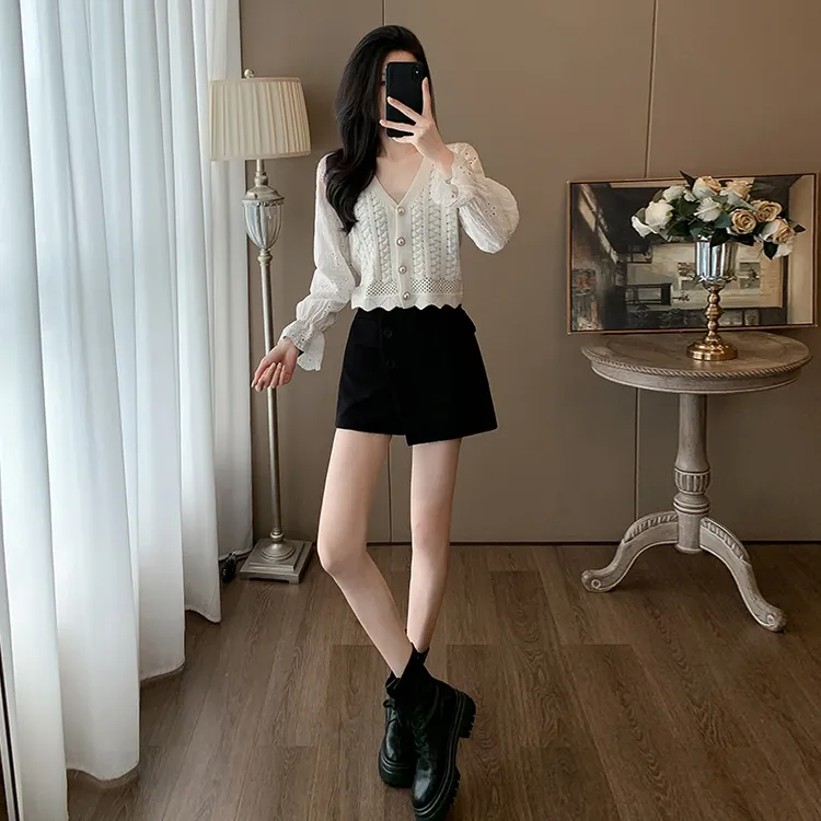 女装秋款爆款2024新款显瘦气质高腰黑色半身裙秋冬女款法式套装