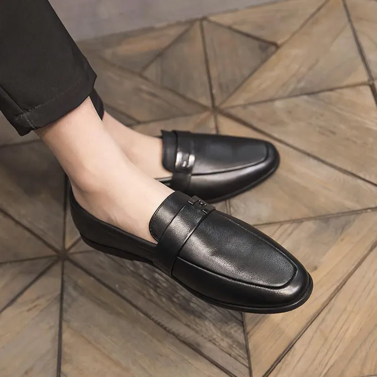 2026年冬季懒人鞋男真皮一脚蹬小皮鞋软皮豆豆鞋乐福鞋休闲驾车鞋