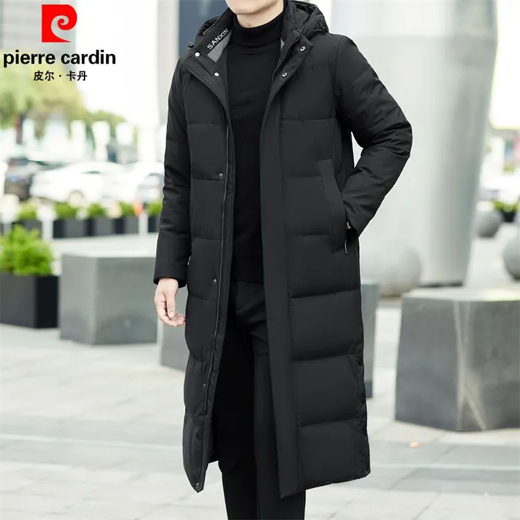皮尔卡丹羽绒服男长款过膝冬季新款加厚加大码鸭绒中年防寒男外套