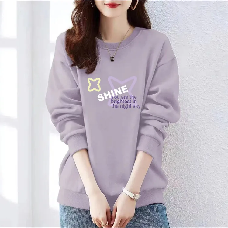 微胖mm大码宽松加绒圆领卫衣秋冬季新款韩版洋气休闲百搭减龄上衣