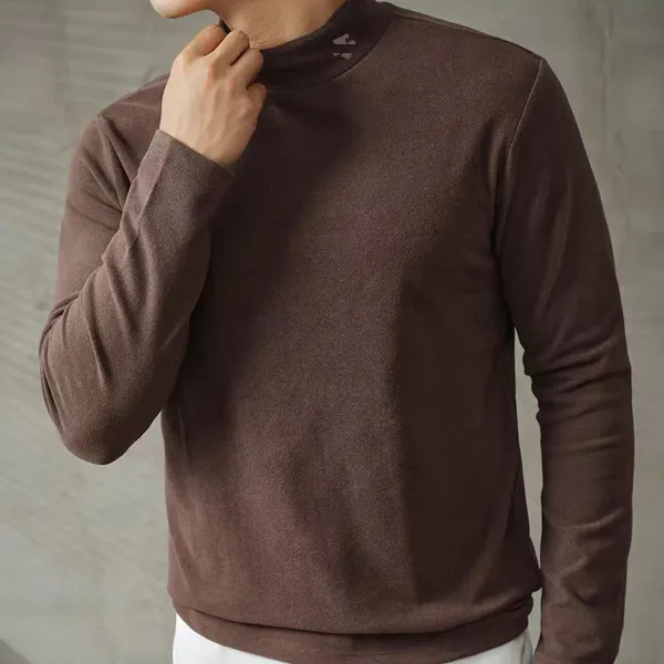 石墨烯德绒长袖T恤男半高领纯色卫衣内搭上衣时尚休闲秋冬新款