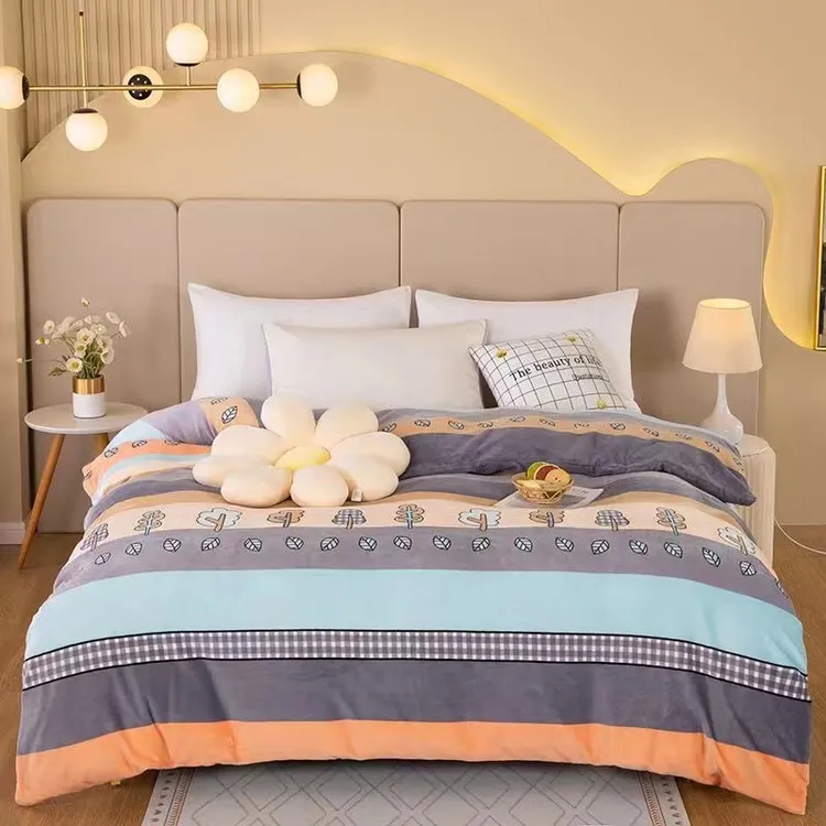 冬季加厚牛奶绒被套单双人学生宿舍防静电毛绒双面绒加厚被罩单件