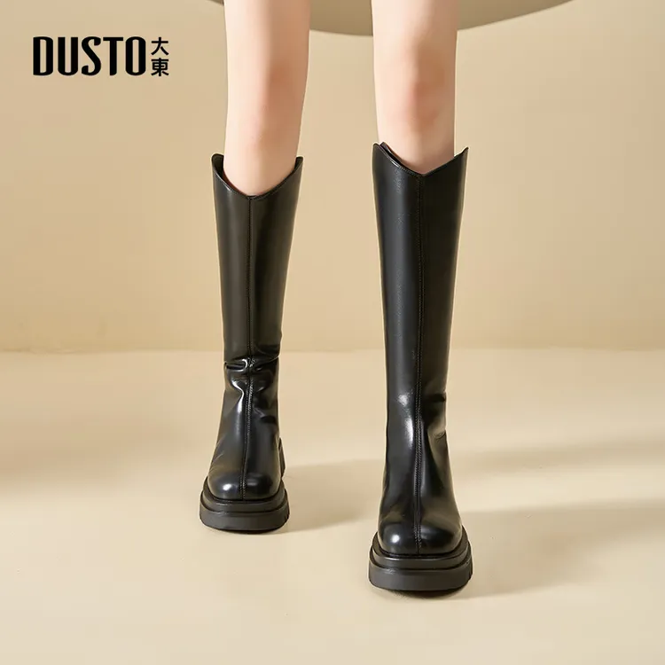 大东小个子厚底高筒靴2025秋冬新款时尚百搭不累脚显腿瘦长靴0133