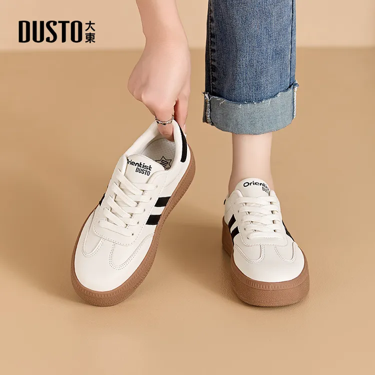 DUSTO/大东厚底板鞋女2025年秋季新款时尚外穿休闲百搭徳训鞋7561