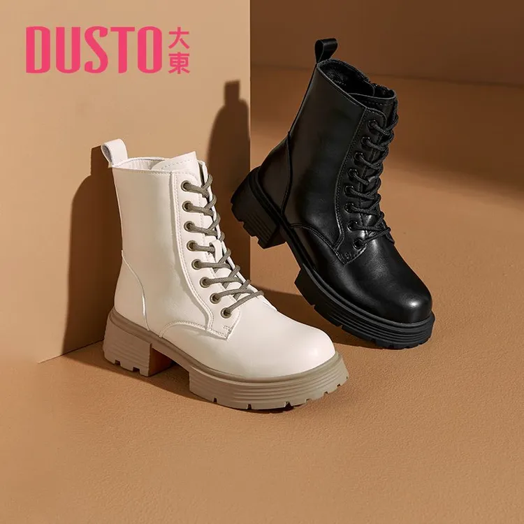 大东潮流马丁靴女款2025秋冬新款学院风中跟短靴时尚百搭女鞋1732